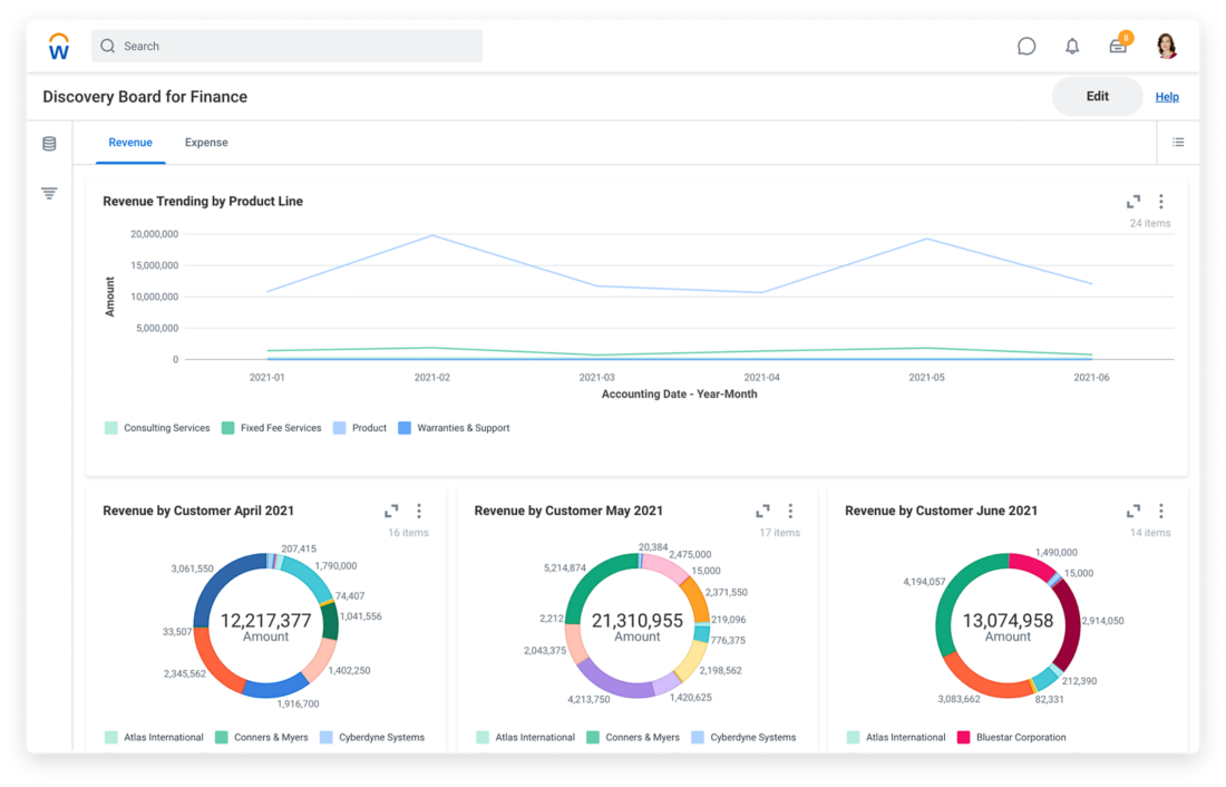 screenshot of Workday Financial Management